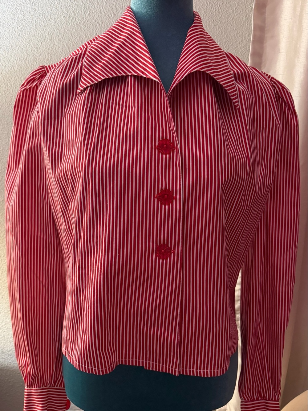 Freddie’s of pinewood Red & White Striped Button-Front Blouse Sz UK12/US M